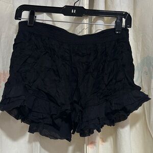 Free People Black Ruffle Trim Sleep Shorts